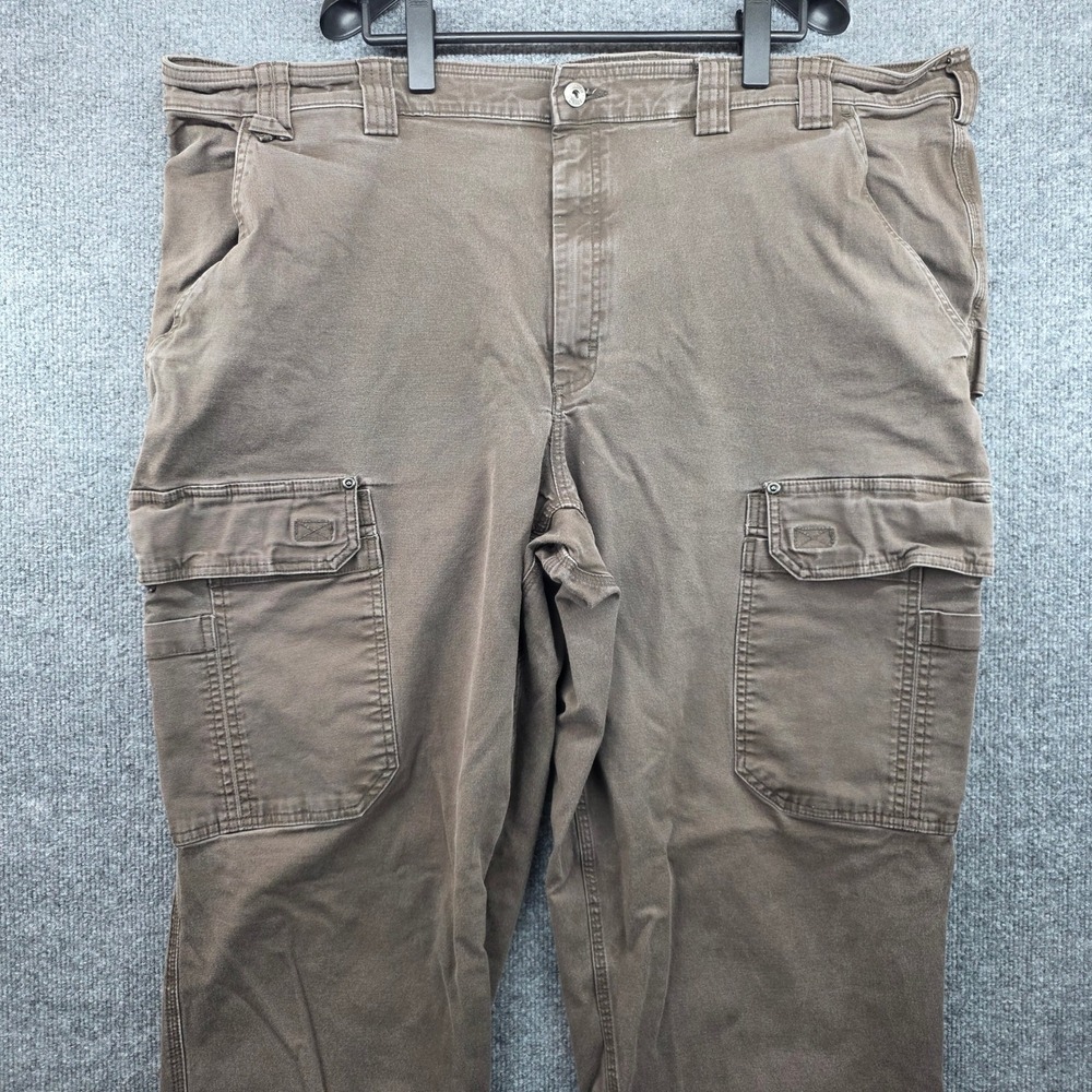 Duluth Trading Co Mens Brown Cotton Stretch Cargo Work Pants 50x34 Hammer Loop